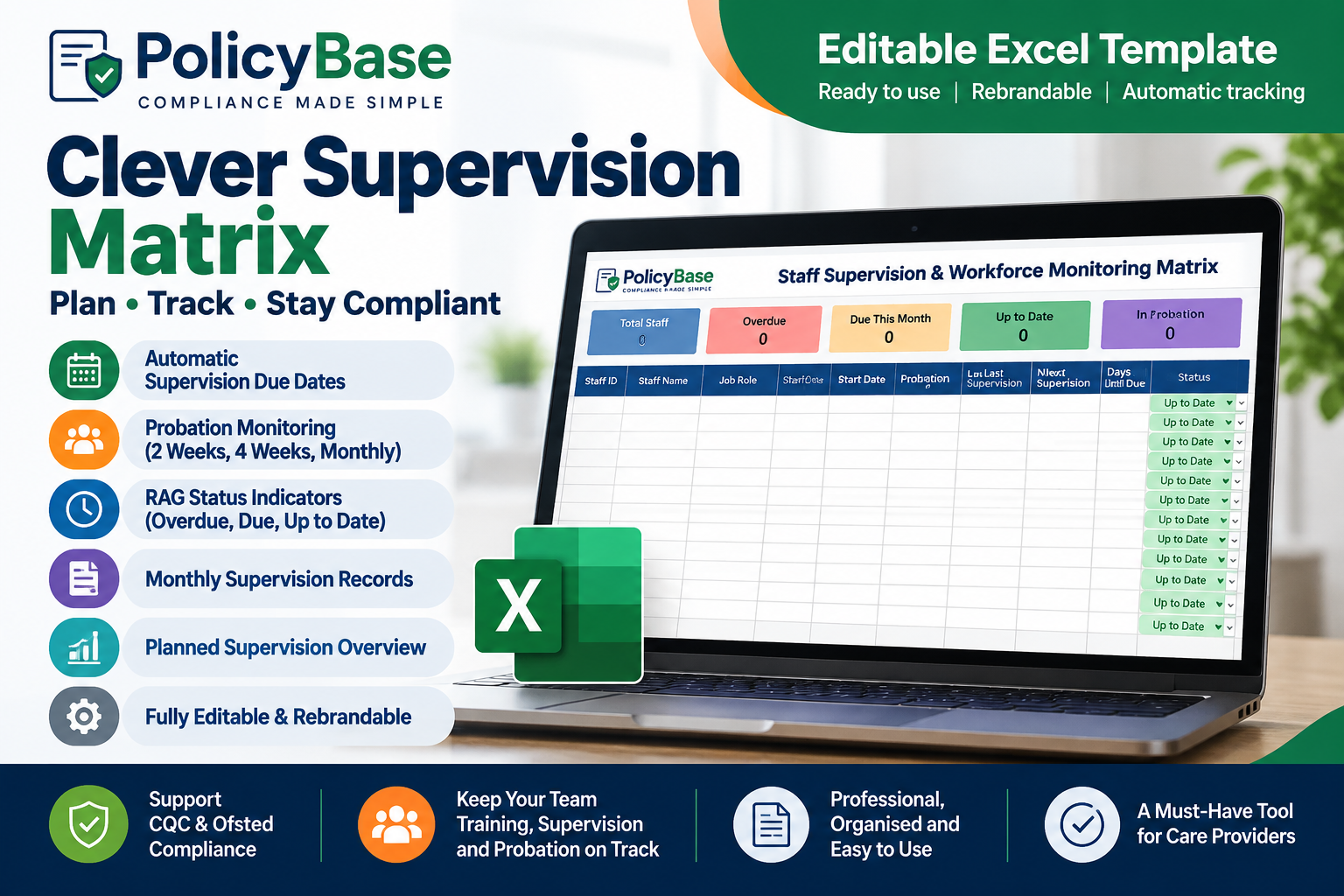 PolicyBase Clever Staff Supervision Matrix with Dashboard